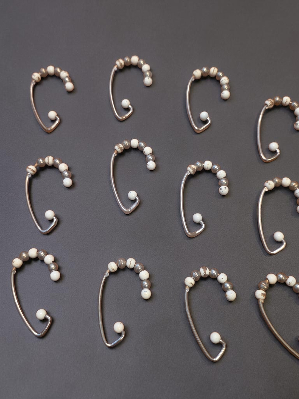 Set of 12 Silver L-Shaped Shower Curtain Hooks
